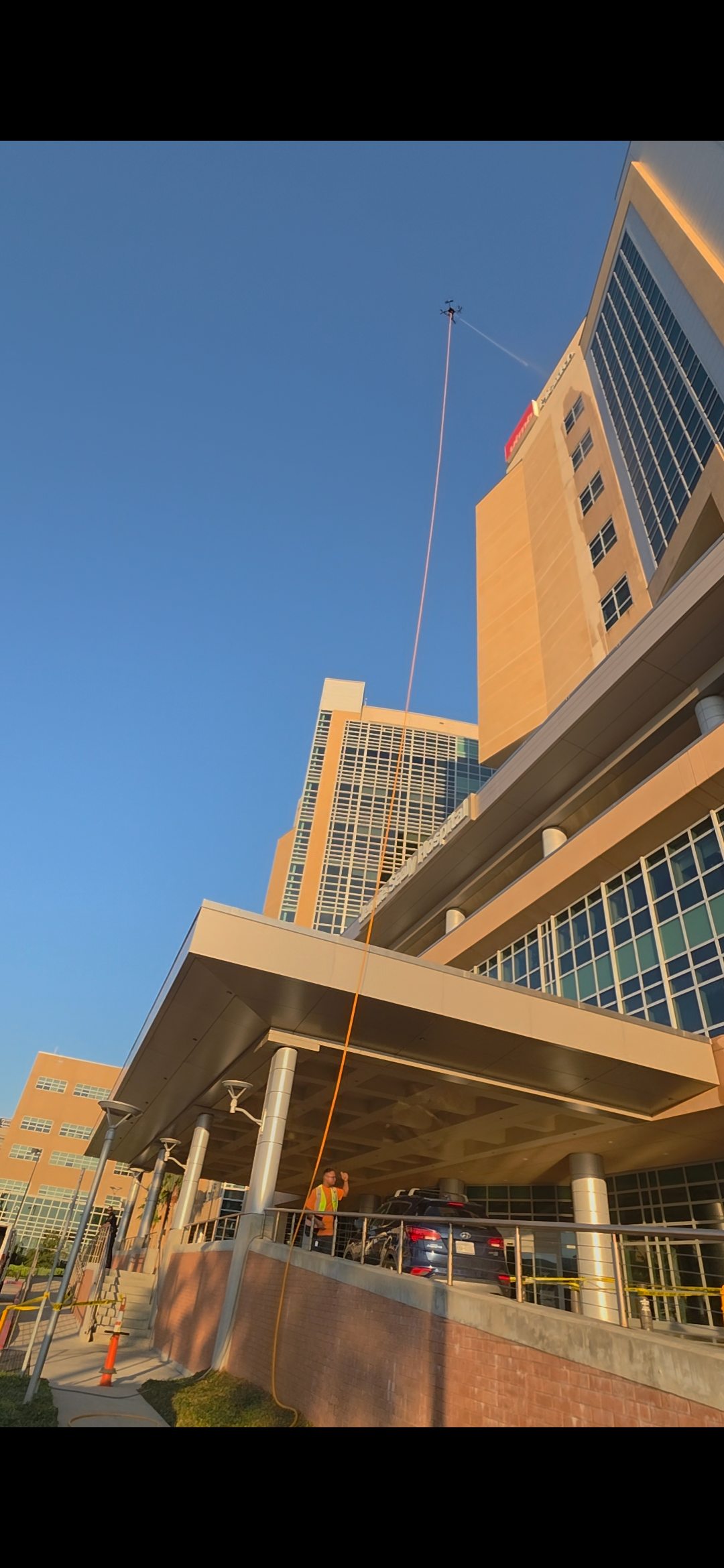 Hospital Exterior Cleaning by Drone, Galveston, TX. 
